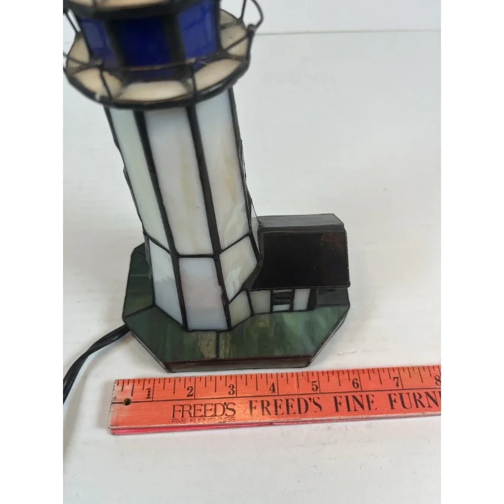 Stained Glass Tiffany Style Lighthouse Lamp Portable Table Lamp Night Light Resi